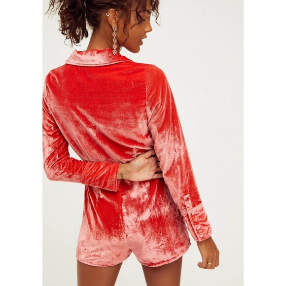 Free People Viola Velvet Romper M - Picture 2 of 7